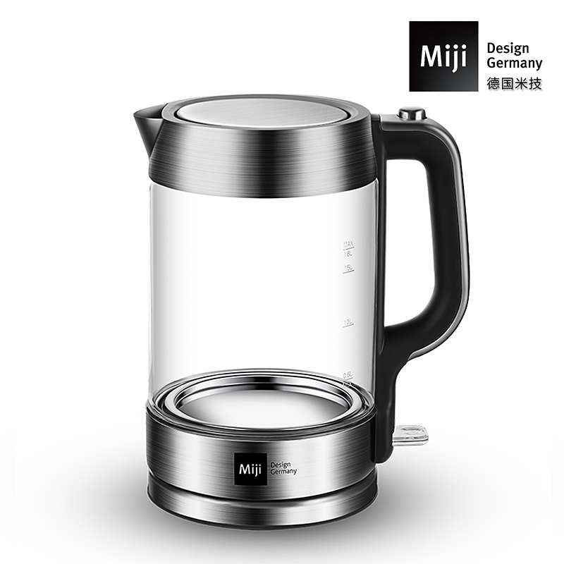 德国Miji 米技 1.8升 肖特玻璃高硼硅玻璃电热水壶HK-3301 不锈钢色 不锈钢色